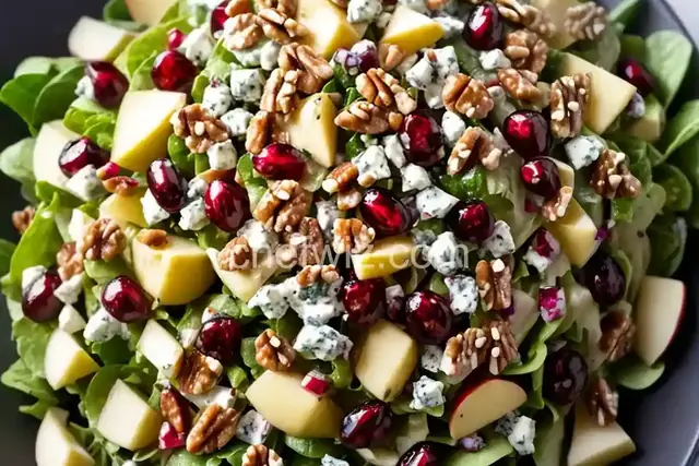 Chopped Apple Salad with Toasted Walnuts, Blue Cheese and Pomegranate Vinaigrette