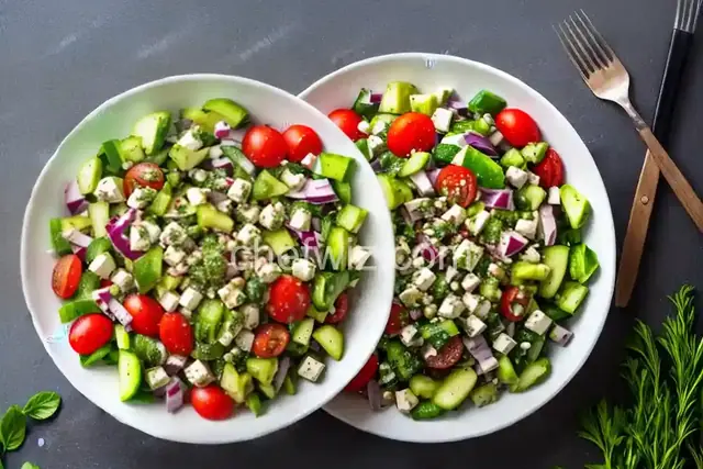 Chopped Greek Salad with Fresh Herbs Recipe