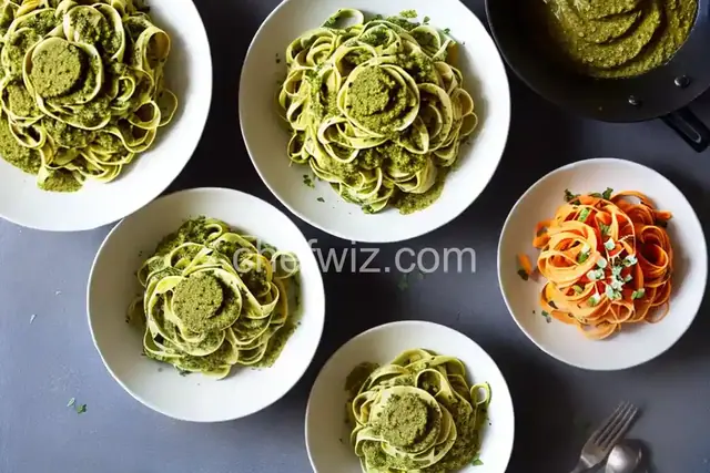 Cilantro-Pepita Pesto with Squash Ribbons and Fettuccine