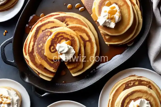 Cinnamon Bun Pancakes with Maple Cream Cheese Glaze