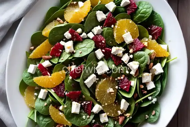 Citrus Spinach Salad with Feta and Cranberry Dressing