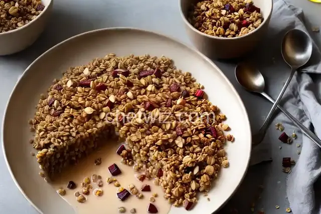 Clumpy Granola with Stewed Rhubarb from Chickpea Flour Does It All