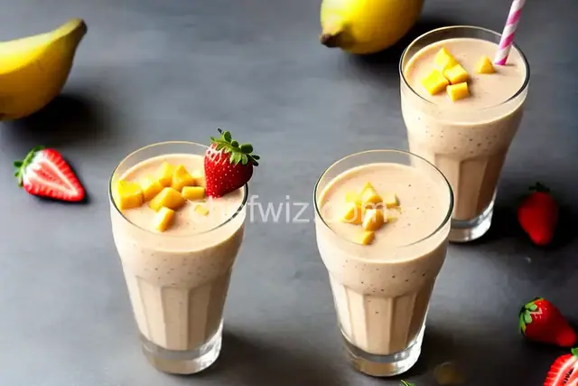 Coconut Water Smoothie with Mango, Banana and Strawberries