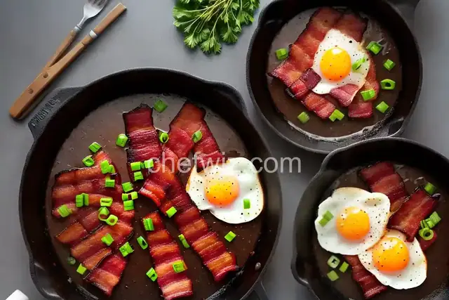 Coffee-Glazed Bacon With Eggs