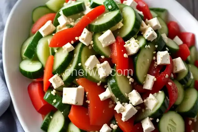 Cold Cucumber Salad with Feta and Bell Pepper