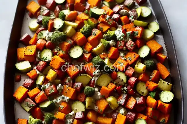Cold Roasted Veggies with Herbed Yogurt Dip