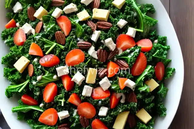 Colorful Kale and Spinach Salad and Homemade Dressing