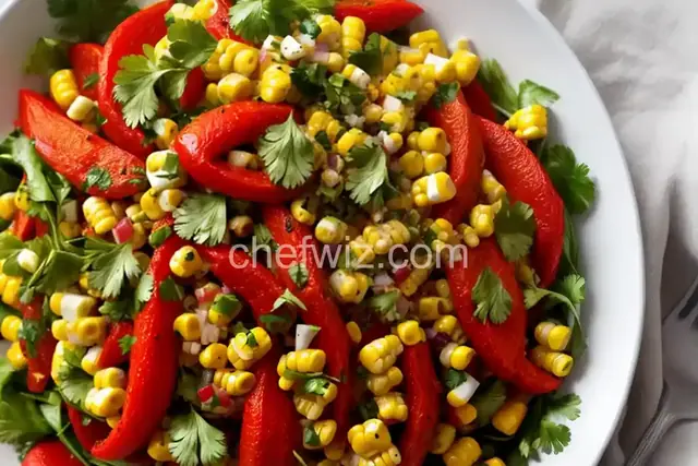 Corn, Roasted Red Pepper and Cilantro Salad