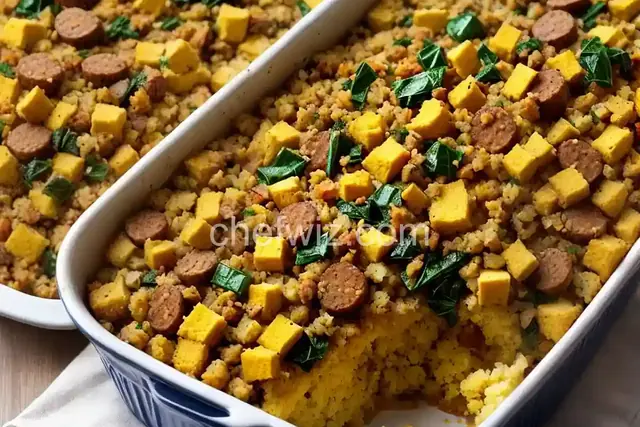 Cornbread Stuffing With Sausage and Collard Greens