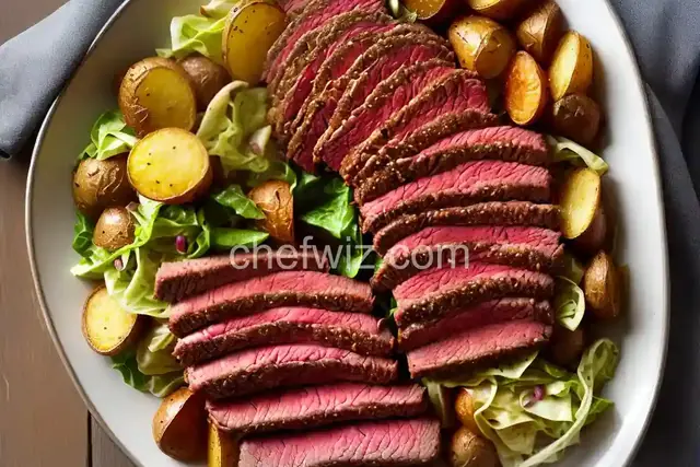 Corned Beef with Crispy Roasted Potatoes and Cabbage