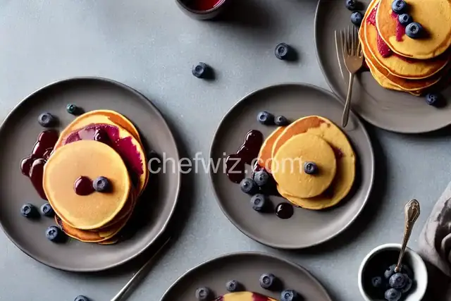 Cornmeal Pancakes with Blueberry Syrup
