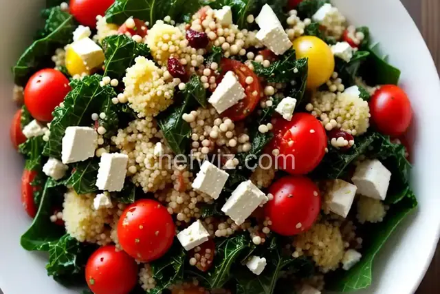 Couscous Salad with Kale, Tomatoes, Cranberries, and Feta
