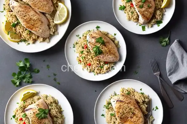 Creamy Lemon-Pepper Orzo with Grilled Chicken