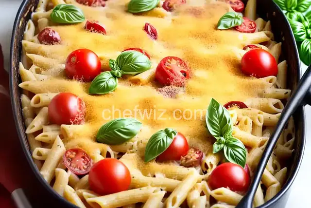 Creamy Pasta Bake with Cherry Tomatoes and Basil