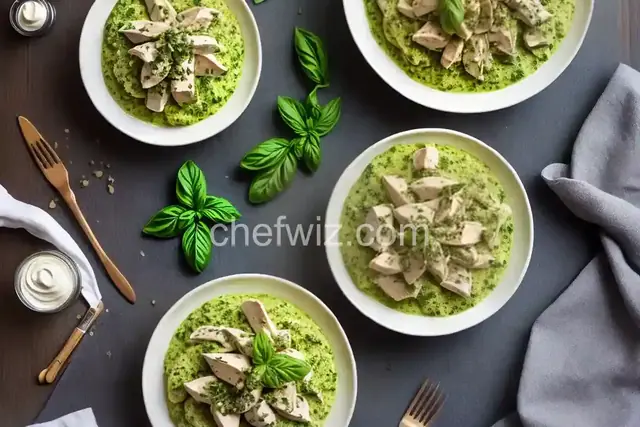 Creamy Pesto Chicken and Bow Ties