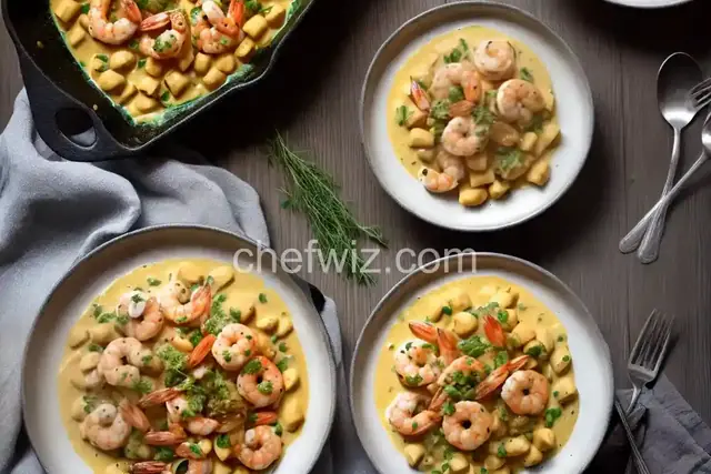 Creamy Saffron Shrimp with Gnocchi and Caramelized Onion
