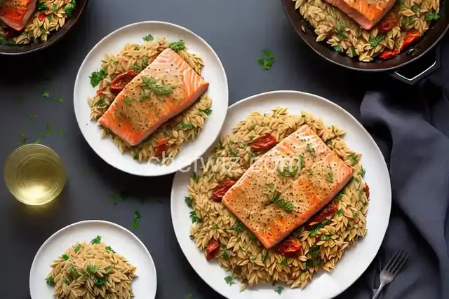 Creamy Sun-Dried Tomato Salmon & Orzo