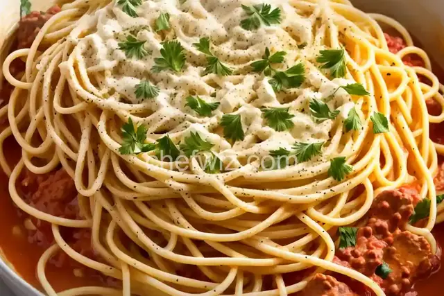 Creamy Three-Cheese Spaghetti