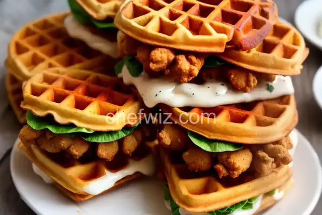 Crispy Chicken and Waffle Sandwiches