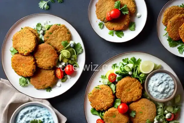 Crispy Chickpea Fritters with Tzatziki and Tomato Salad