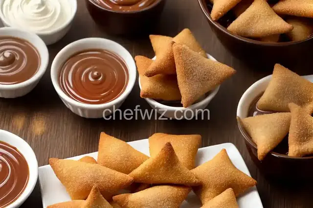 Crispy Cinnamon-Sugar-Coated Cream Cheese Wontons With Nutella-Dulce de Leche Dipping Sauce Recipe