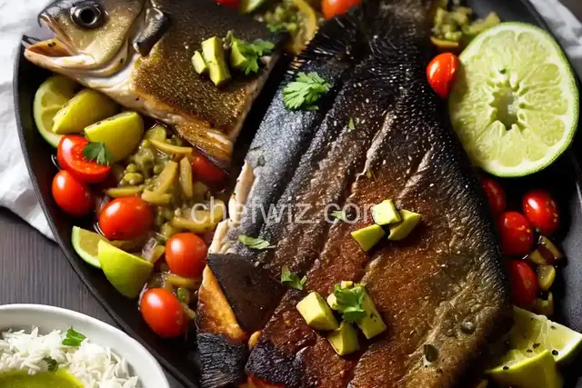 Crispy Skin Black Sea Bass with Avocado, Tomatillo and Fennel Relish