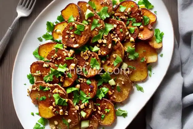 Crispy Smashed Potatoes With Walnut Dressing