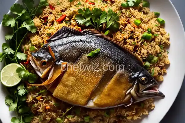 Crispy Whole Thai Fried Fish with Ginger Tamarind Sauce and Coconut-Cilantro Rice Pilaf