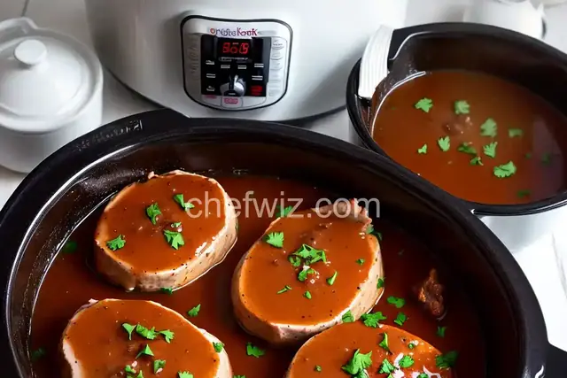 Crockpot pork chops with brown gravy