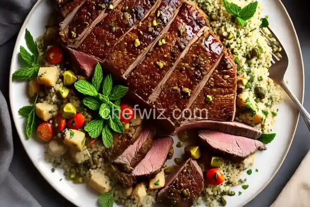 Crown Roast of Lamb With Couscous Stuffing and Pistachio-Mint Sauce Recipe