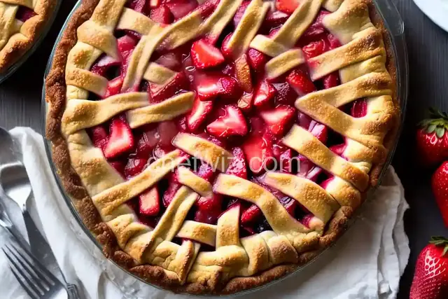 Crumb-Topped Strawberry Rhubarb Pie