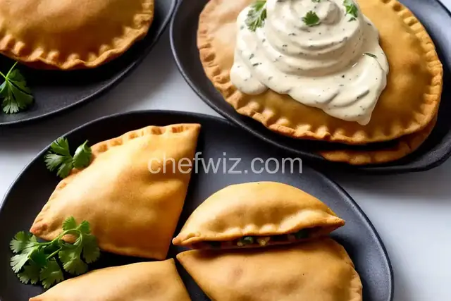 Cuban Picadillo Empanada and Cilantro Cream Sauce