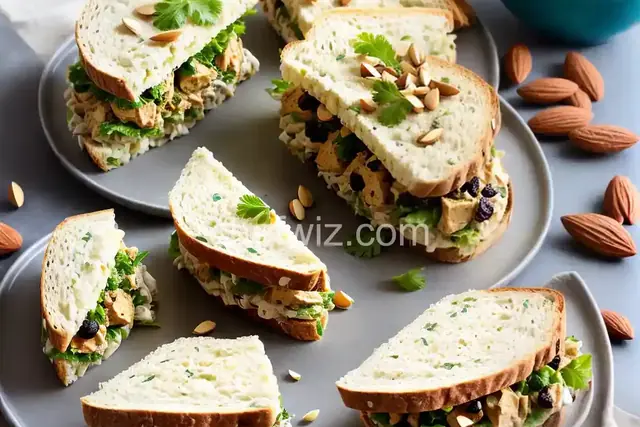 Curried Chicken Salad Sandwich with Almonds and Raisins