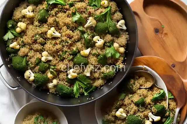 Curried Coconut Quinoa and Greens with Roasted Cauliflower