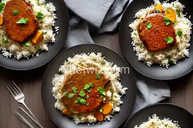 Curried Pork Chops and Cauliflower with Basmati Rice