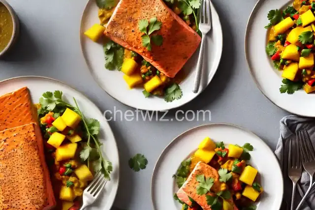 Curried Salmon with Mango Chutney