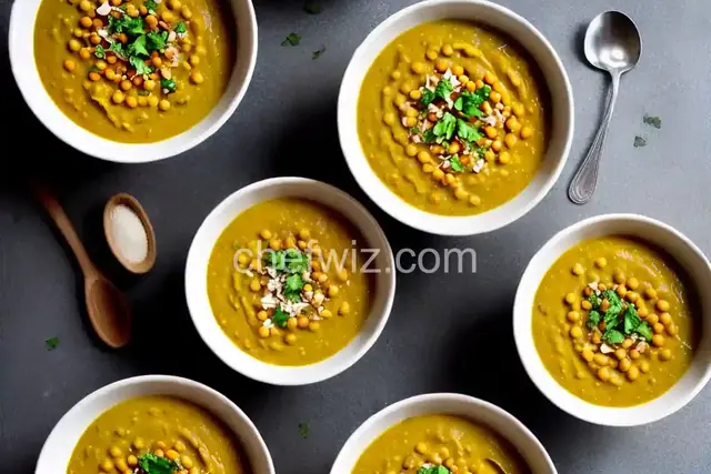 Curried Yellow Split Pea Soup with Spiced Coconut