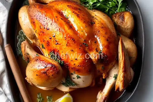 Dad's Roast Chicken -- My Way with a Parsley Lemon Juice Oil