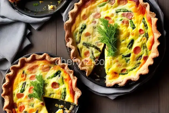Deep-Dish Ham Quiche with Herb and Asparagus Salad