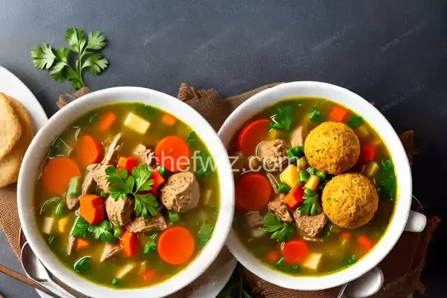 Delicious Turkey Soup with Deep-Fried Stuffing Balls