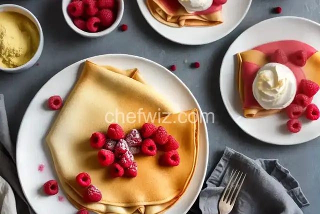 Dessert Crepes with Raspberry Sorbet