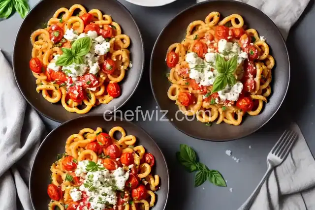 Ditalini with Roasted Tomato Sauce and Goat Cheese