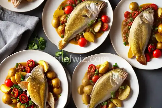 Dorade with Potatoes and Burst Tomato Sauce