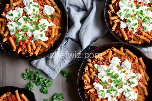 Easy Skillet Baked Ziti With Sausage and Ricotta Recipe