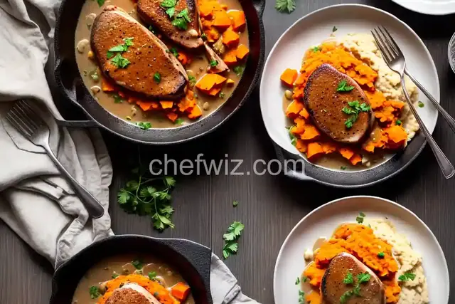 Easy Skillet Pork Chops with Mashed Sweet Potatoes