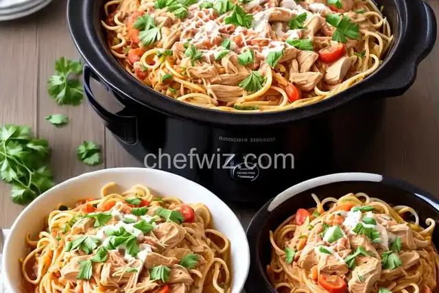 Easy Slow Cooker Chicken Spaghetti