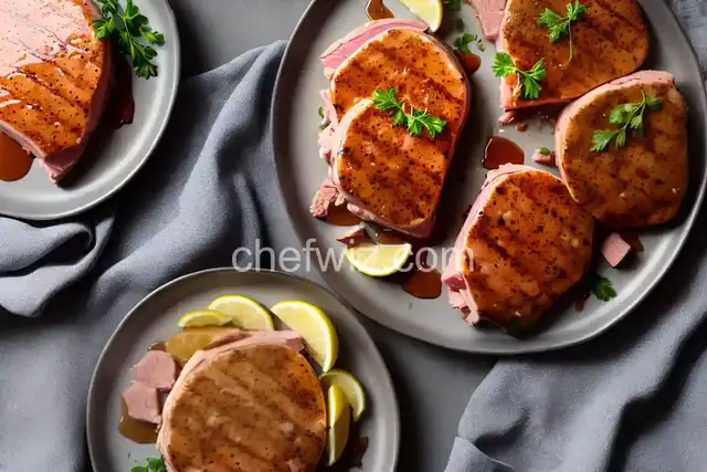 Easy Tasty Ham Steaks with Maple Glaze for Two