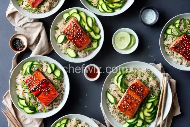 Easy Teriyaki-Glazed Salmon, Cucumber, and Avocado Rice Bowls Recipe