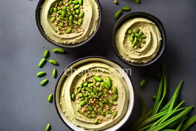 Edamame Hummus with Garlic Scapes