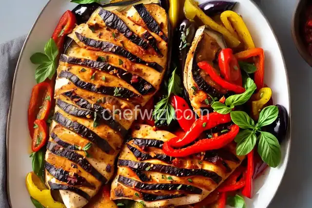 Eggplant, Roasted Pepper and Chicken Pitas